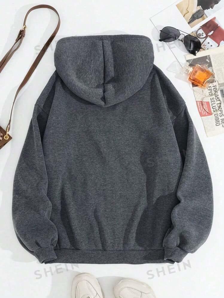 Cozy Charcoal Grey Fleece Hoodie for All-Day Comfort