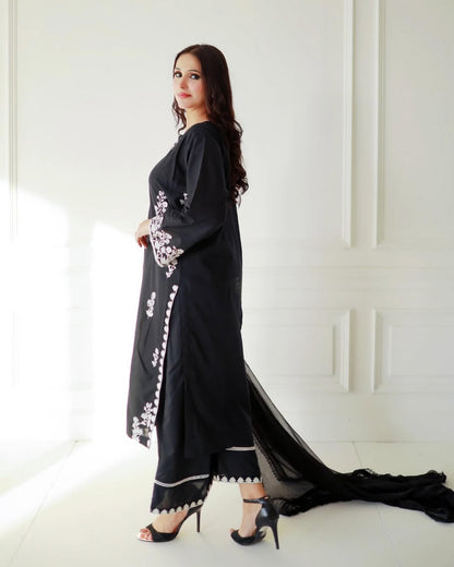 ANAYA BLACK EMB LONG LENGTH 2PC