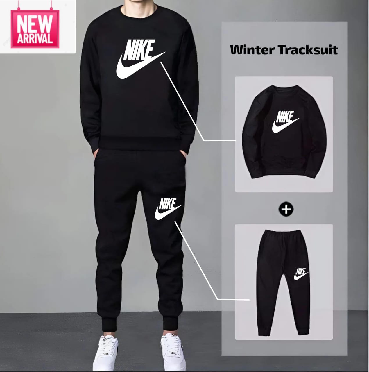 Nike  Black Sweatshirt Tracksuit