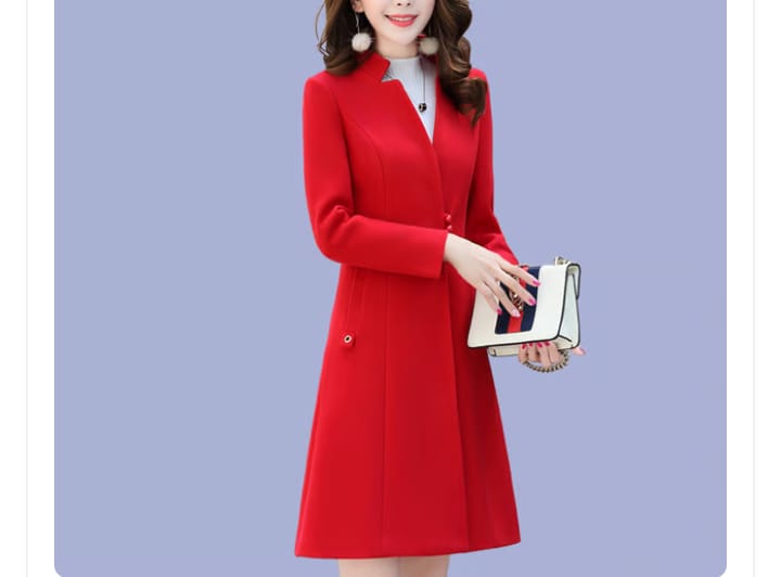 Women casual long  fleece coat