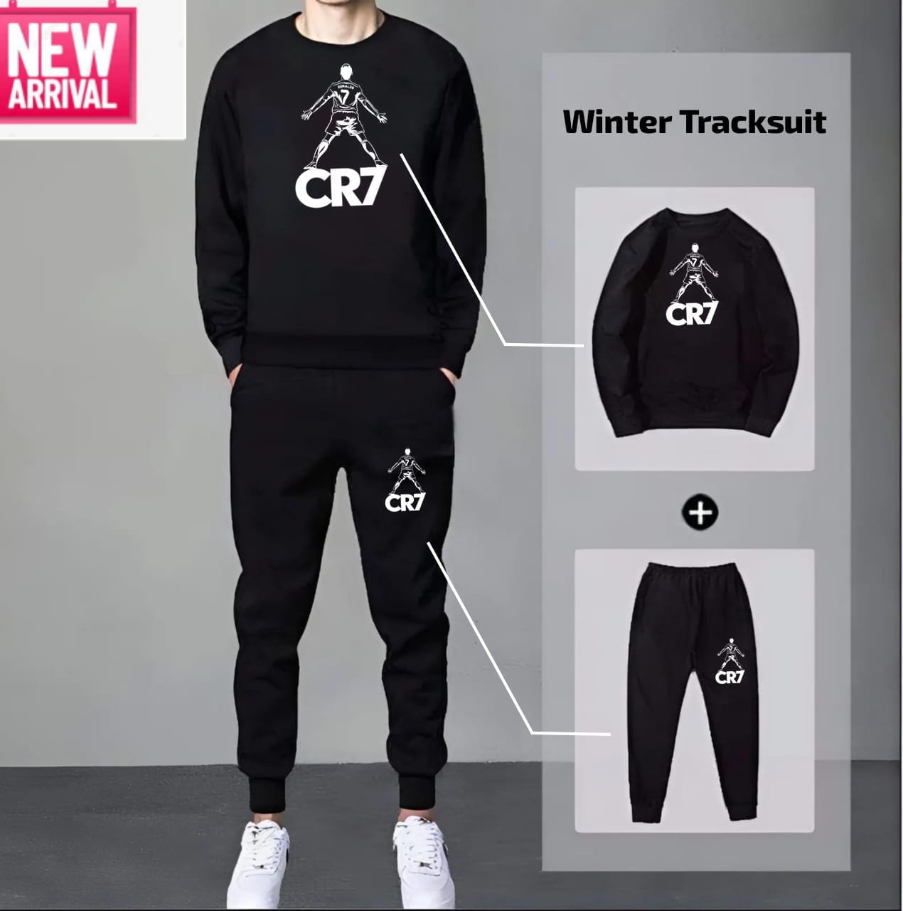 CR 7 Black Sweatshirt Tracksuit