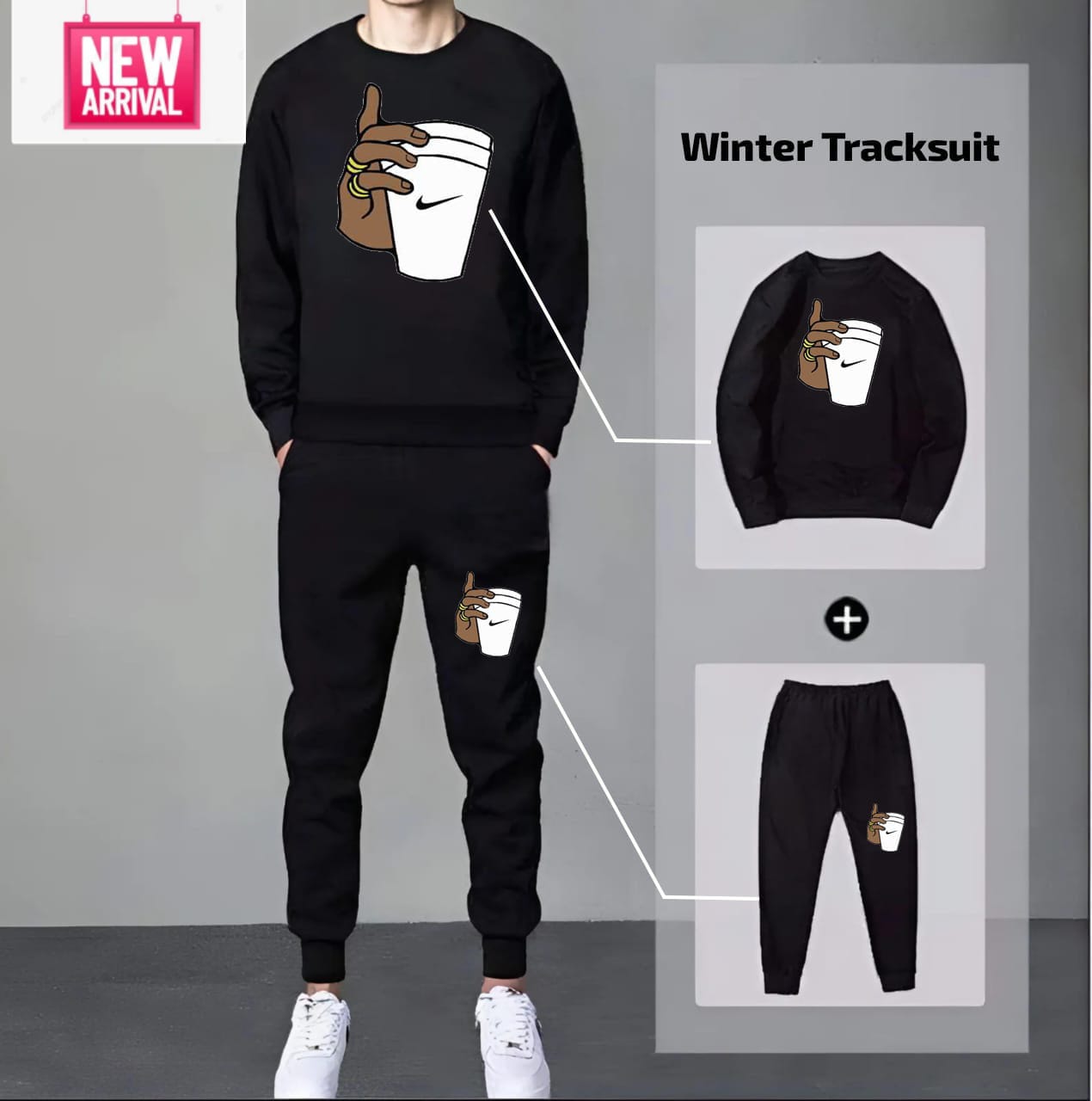 Nike  Black Sweatshirt Tracksuit