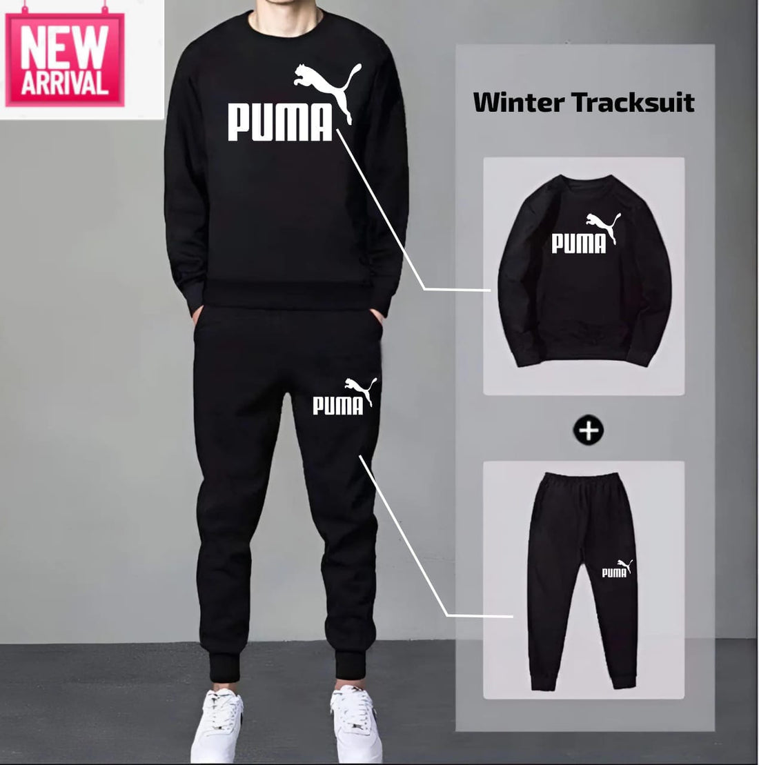 Puma Black Sweatshirt Tracksuit