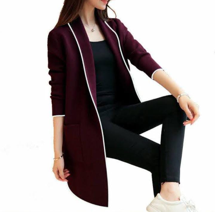 Women lapel casual long  fleece coat