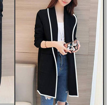 Women lapel casual long  fleece coat